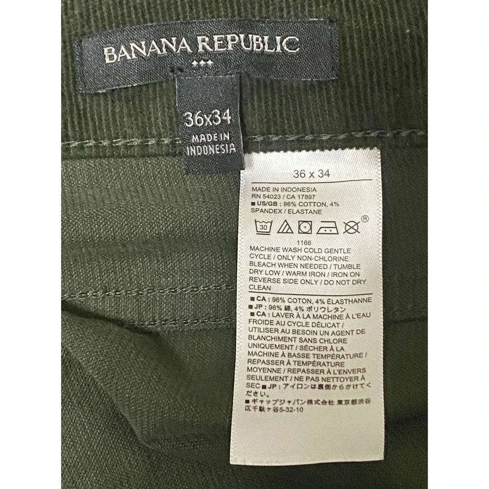 Banana Republic Travel Cord Pants‎ Mens 36x34 Green Gorpcore Corduroy